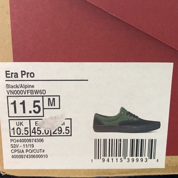 🎄 Christmas Special 🎄 VANS Era Pro Black Green Alpine Men’s Sneakers Size 11.5 - Picture 9 of 9